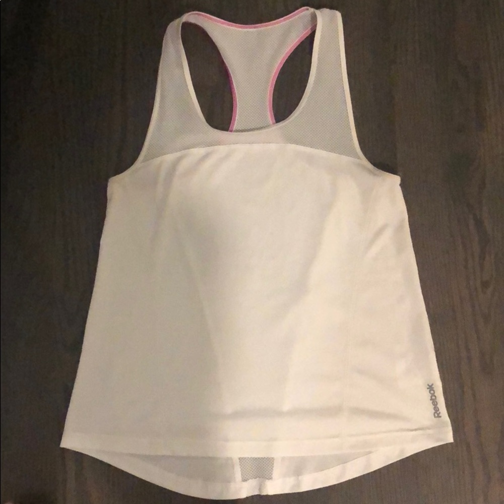 Reebok White Athletic Tank with Mesh Panels